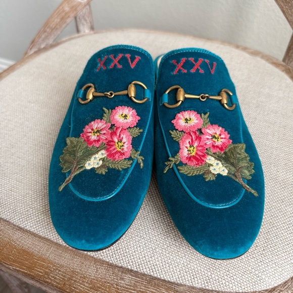 Gucci princetown velvet mules Neiman Marcus 110th special edition - Picture 3 of 10